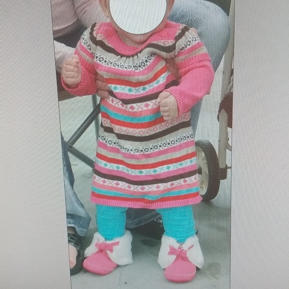 Girls 3-6m sweater dress set/ outfit, pink boots - Picture 1 of 6